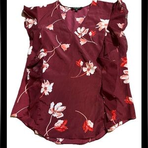 Lauren Ralph Lauren Short Sleeve V-neck Pullover Top, Floral With Ruffled Panels